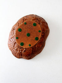 vintage floral cast wood decorative  bowl