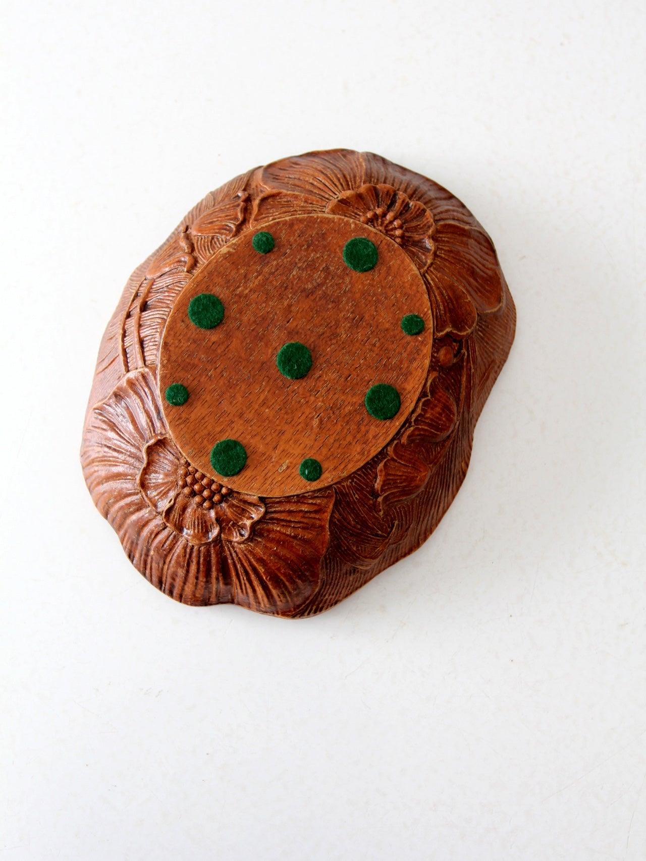vintage floral cast wood decorative  bowl