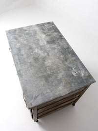 antique farmhouse kitchen work table with galvanized top