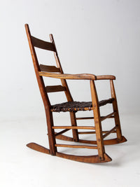 1860's antique splint weave seat rocking chair