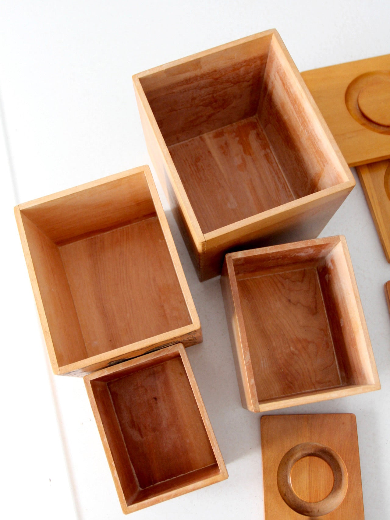 mid-century Woodpecker Woodware rooster bread box & canister set
