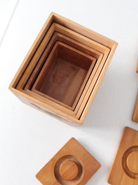 mid-century Woodpecker Woodware rooster bread box & canister set