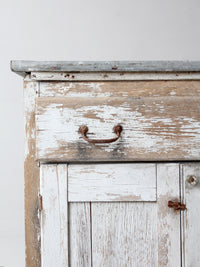 antique farmhouse kitchen work table with galvanized top