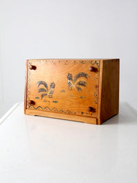 mid-century Woodpecker Woodware rooster bread box & canister set