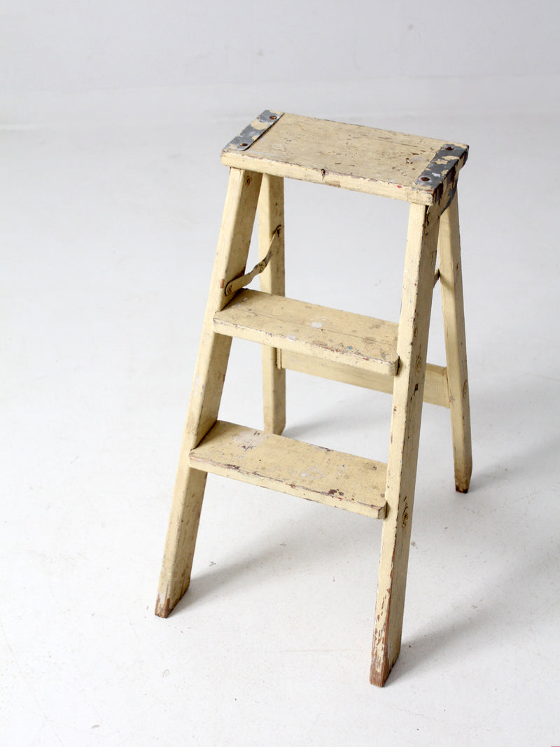 vintage painted wooden step ladder