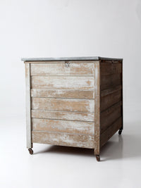 antique farmhouse kitchen work table with galvanized top