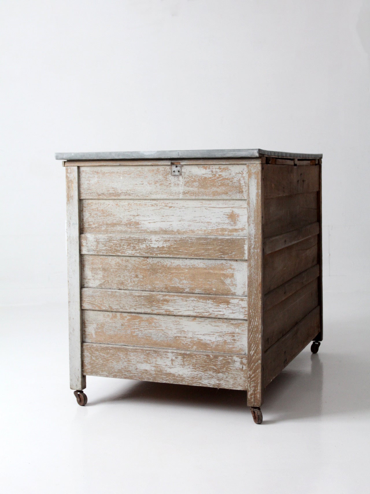 antique farmhouse kitchen work table with galvanized top