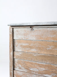 antique farmhouse kitchen work table with galvanized top