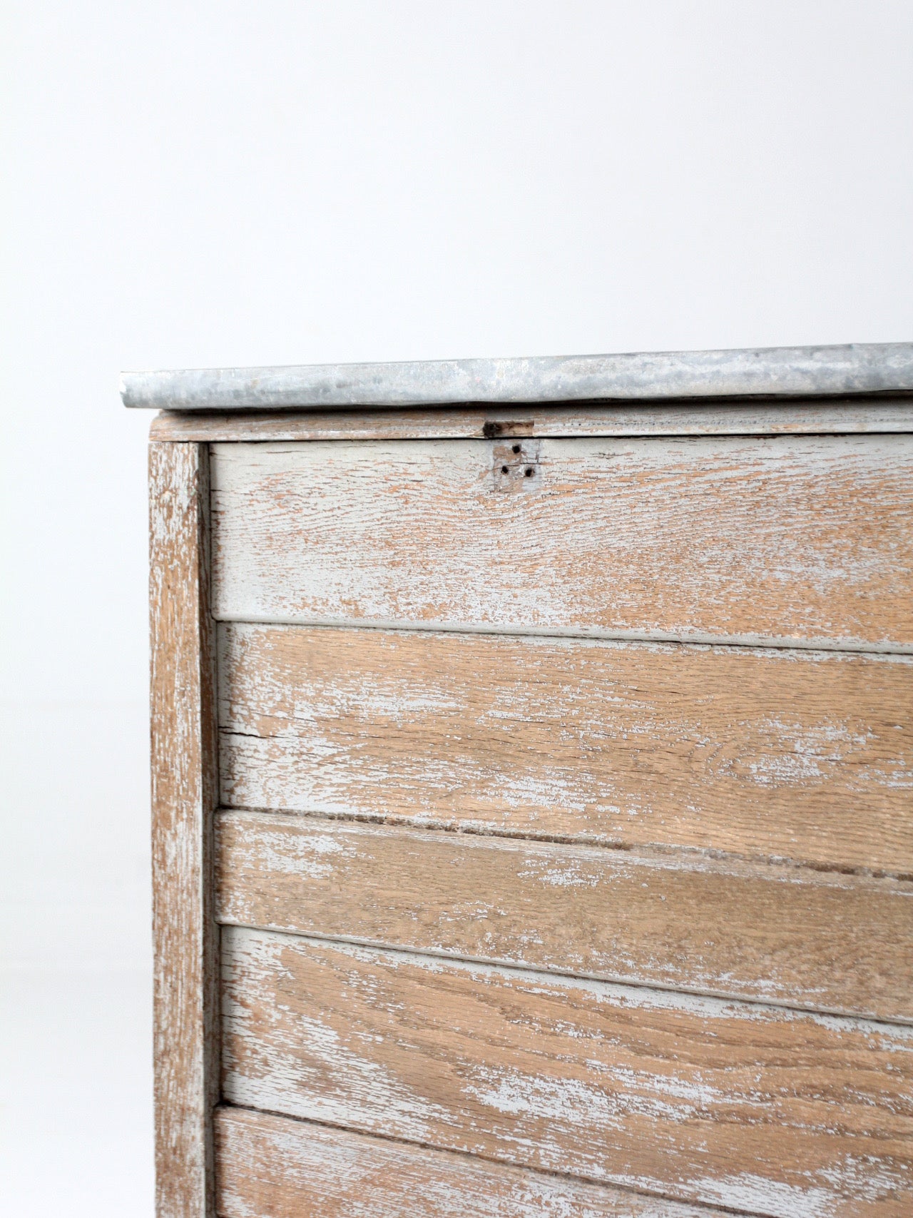 antique farmhouse kitchen work table with galvanized top