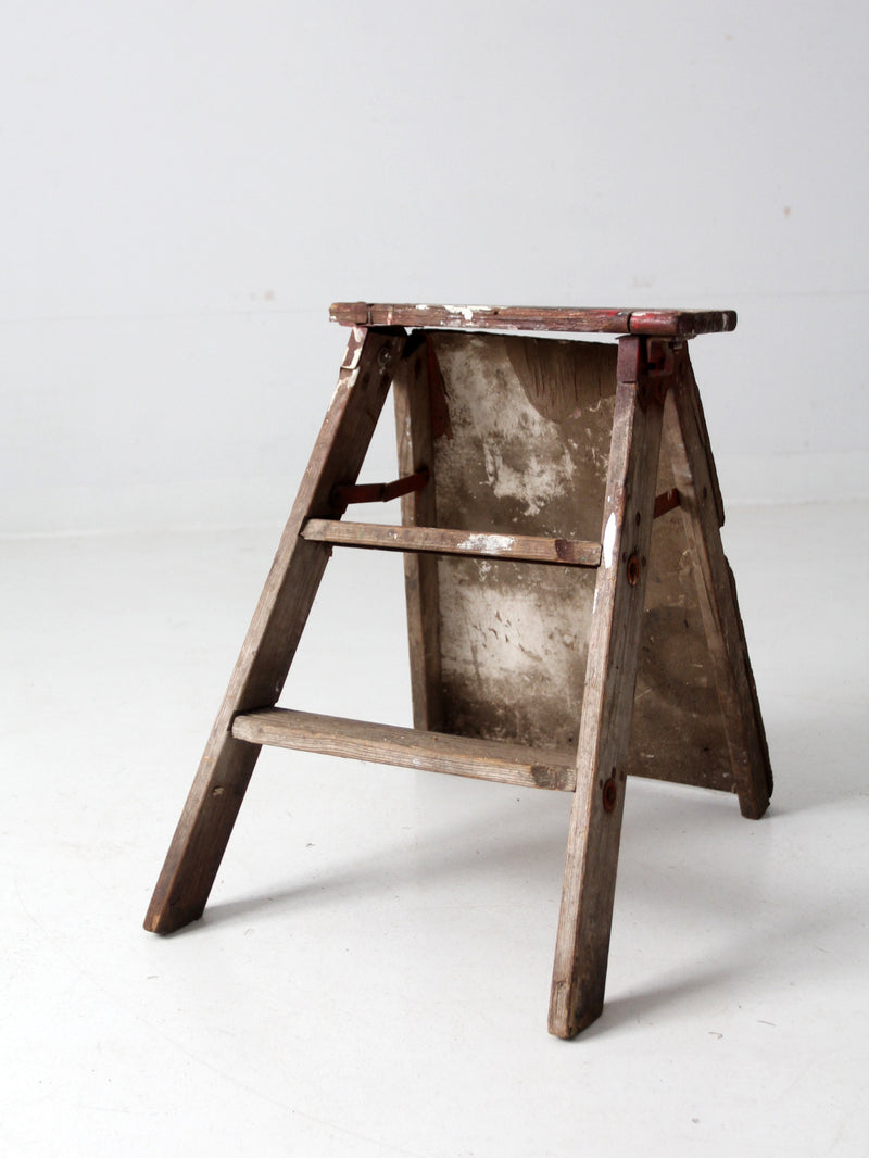 vintage rustic wooden step ladder