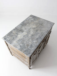 antique farmhouse kitchen work table with galvanized top