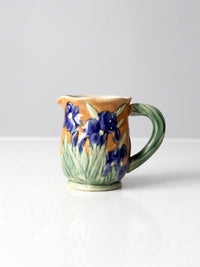 vintage ceramic iris floral pitcher