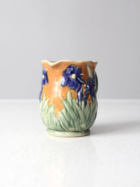 vintage ceramic iris floral pitcher