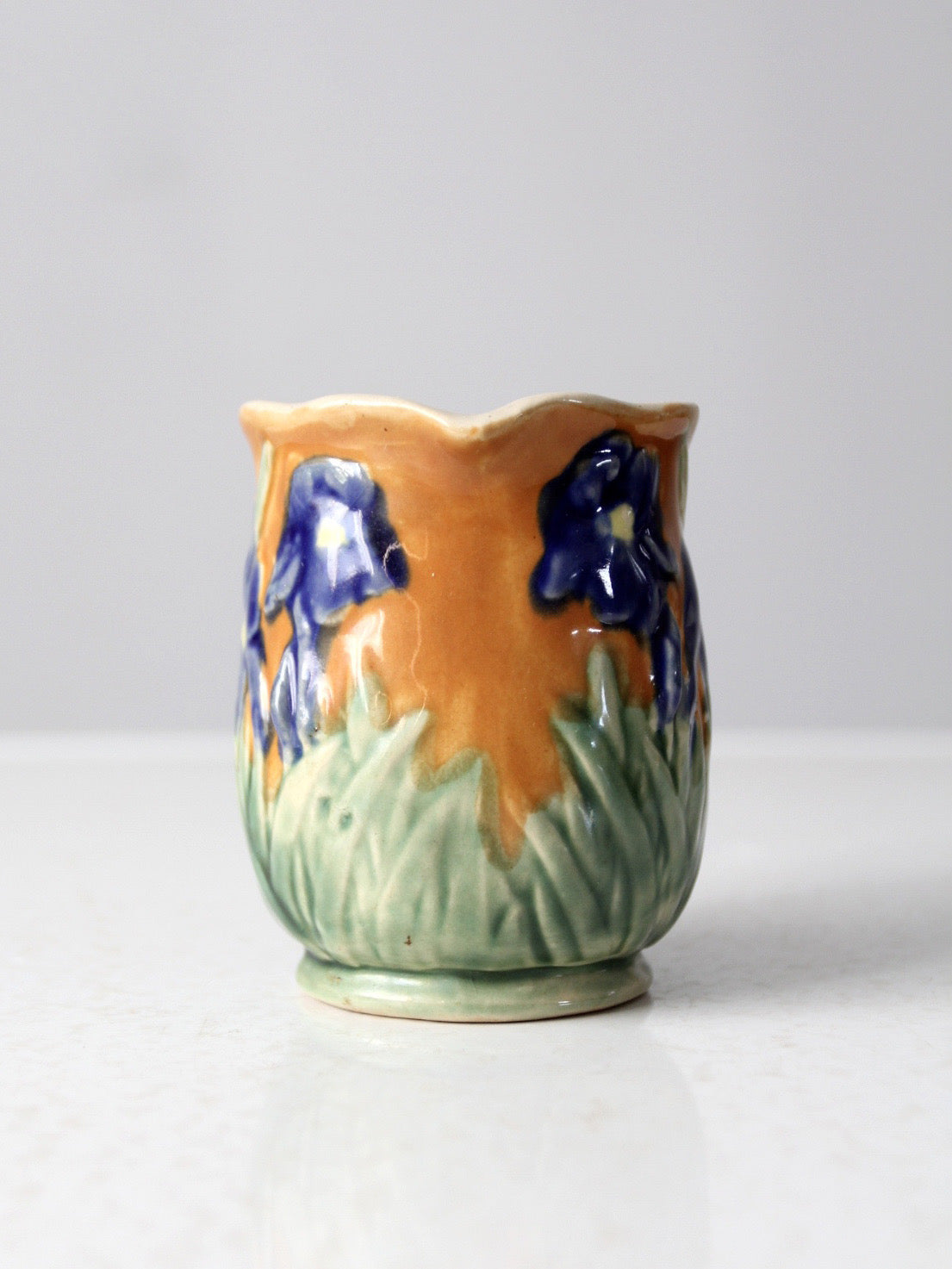 vintage ceramic iris floral pitcher
