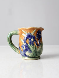 vintage ceramic iris floral pitcher
