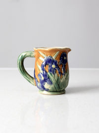 vintage ceramic iris floral pitcher