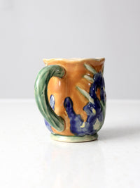 vintage ceramic iris floral pitcher