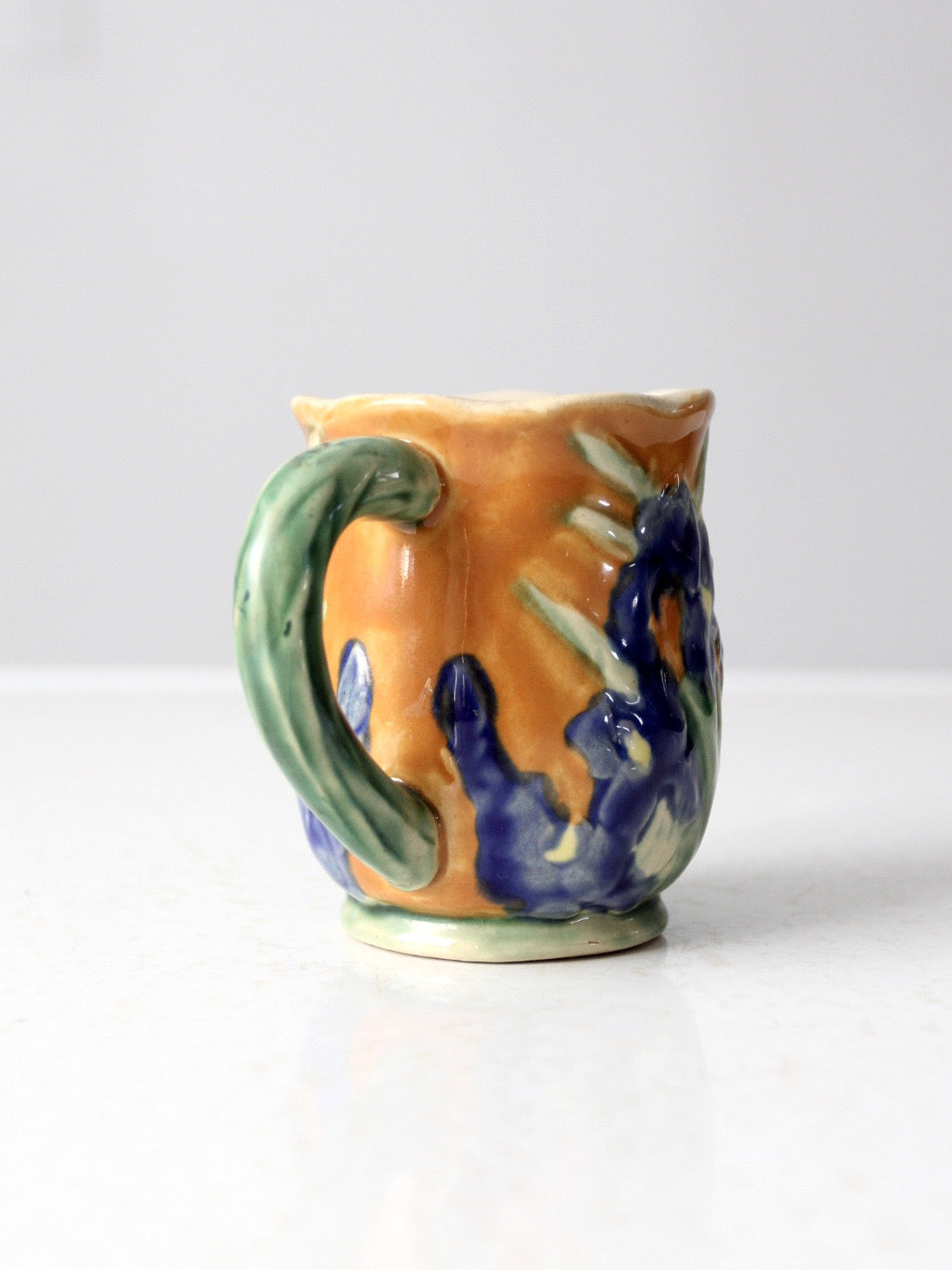 vintage ceramic iris floral pitcher