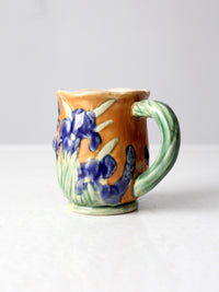 vintage ceramic iris floral pitcher
