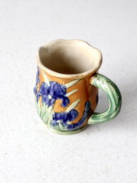 vintage ceramic iris floral pitcher
