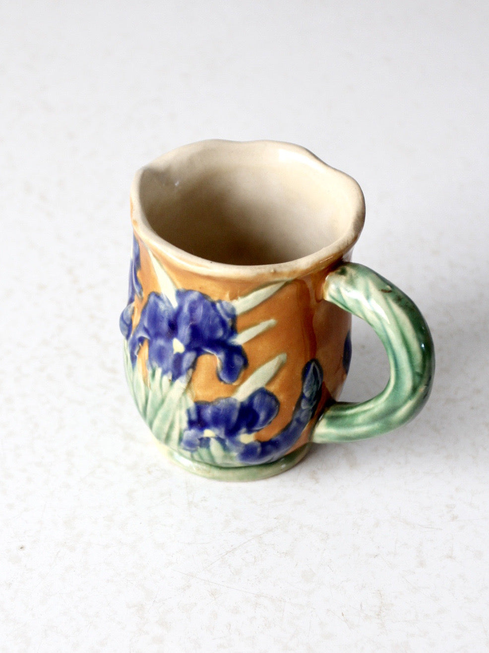 vintage ceramic iris floral pitcher
