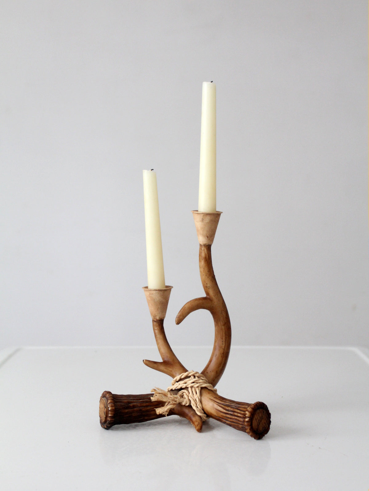 vintage antler double candlestick holder