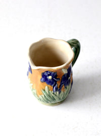 vintage ceramic iris floral pitcher