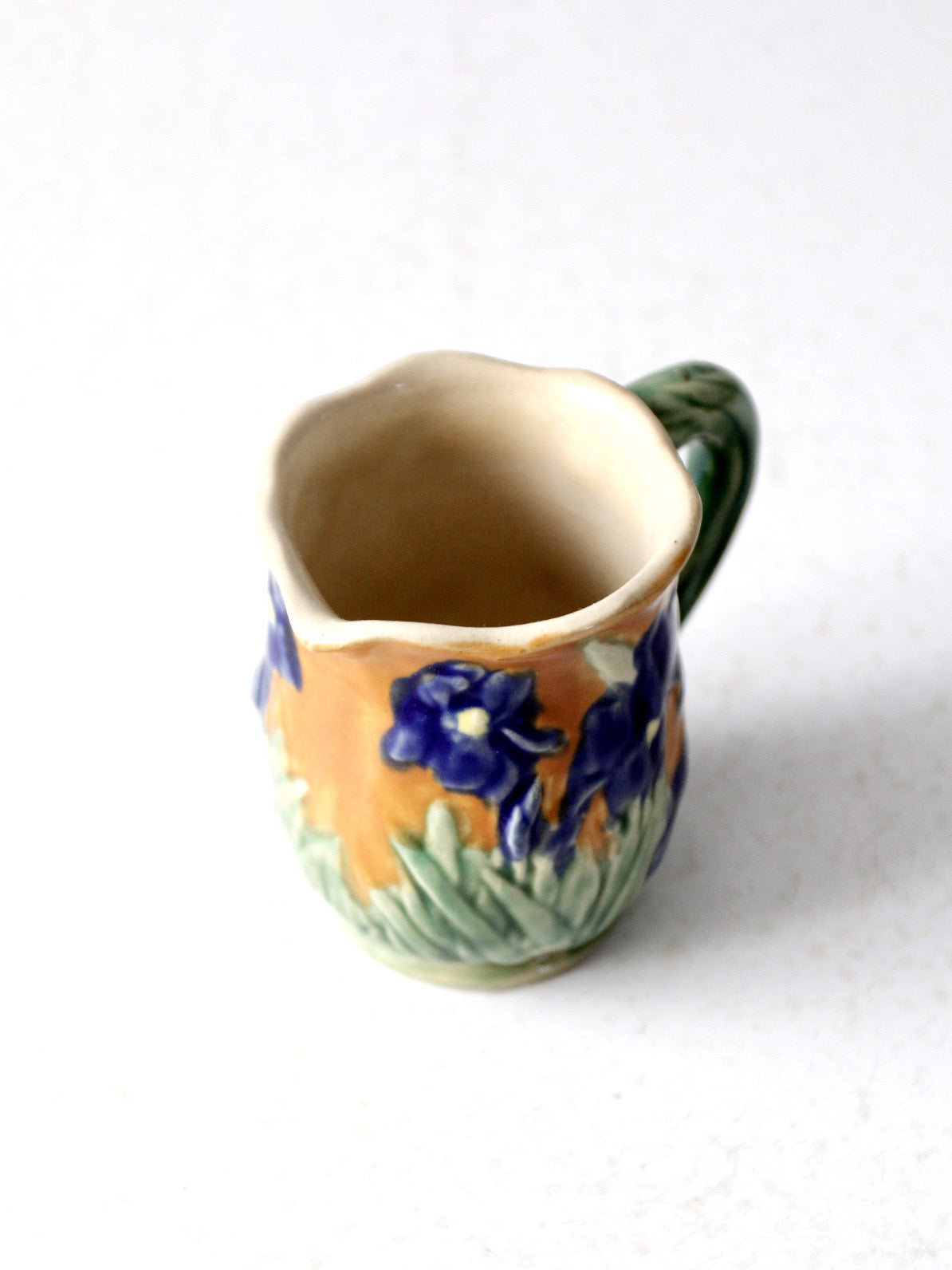 vintage ceramic iris floral pitcher