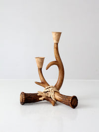 vintage antler double candlestick holder