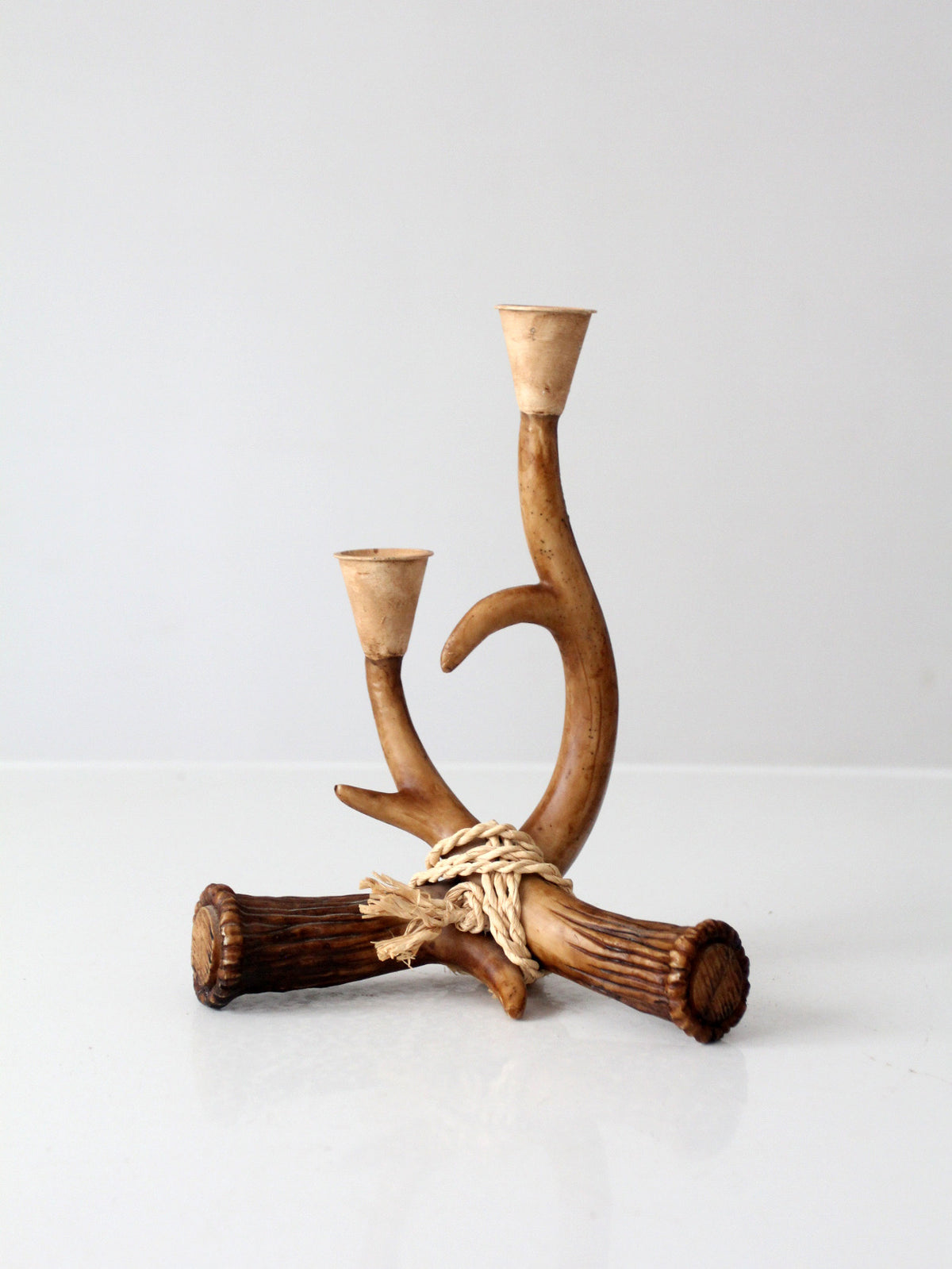 vintage antler double candlestick holder