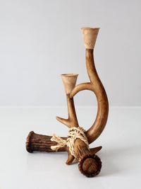 vintage antler double candlestick holder