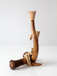 vintage antler double candlestick holder