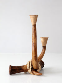 vintage antler double candlestick holder