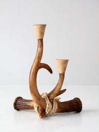 vintage antler double candlestick holder