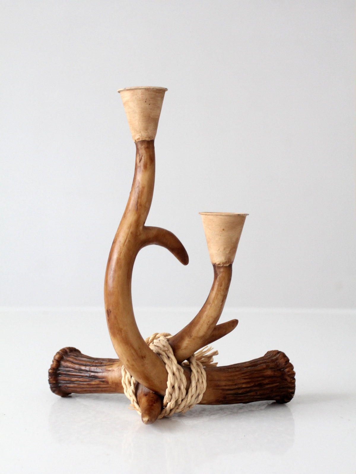 vintage antler double candlestick holder
