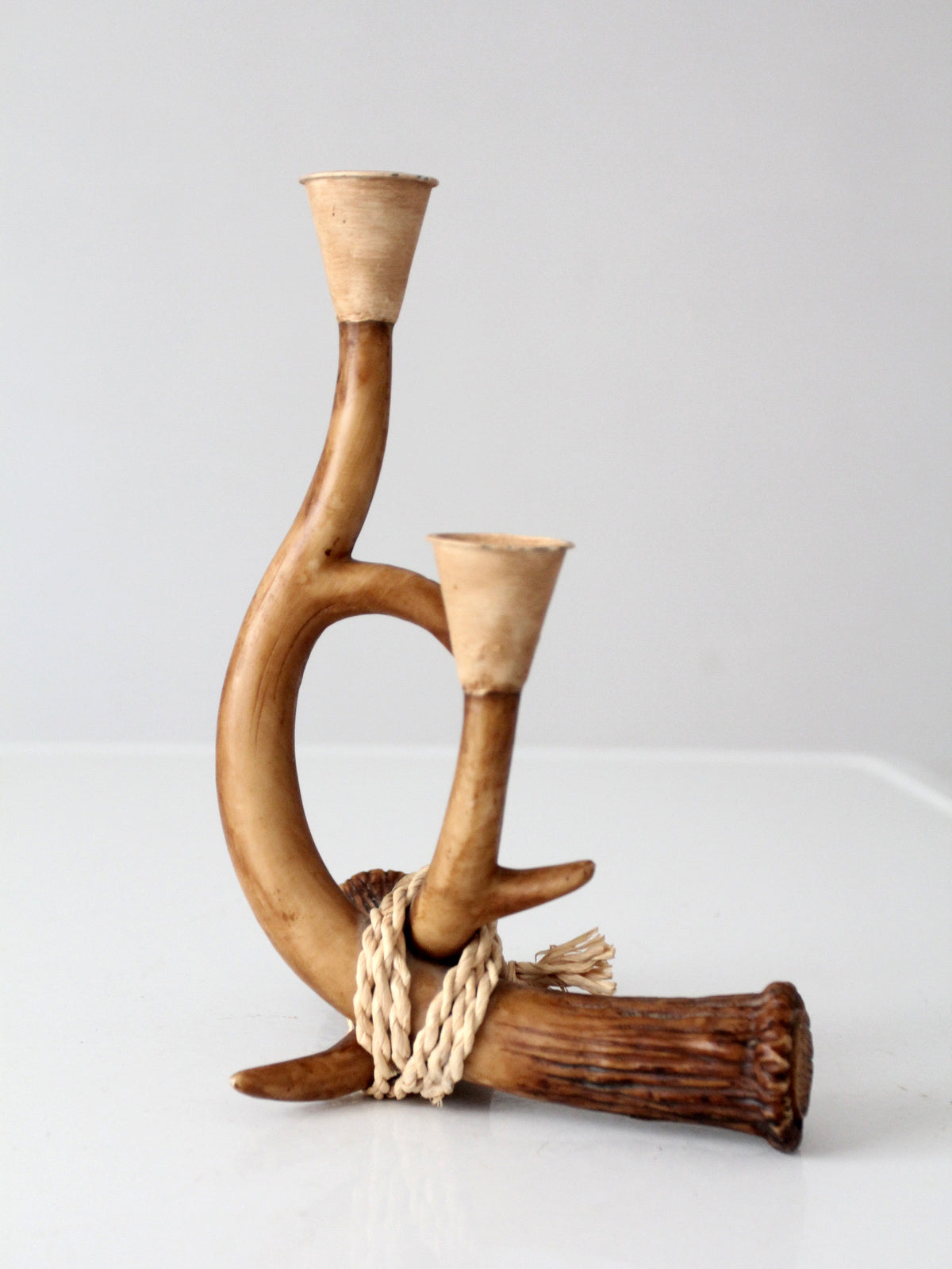 vintage antler double candlestick holder