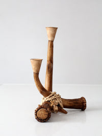 vintage antler double candlestick holder