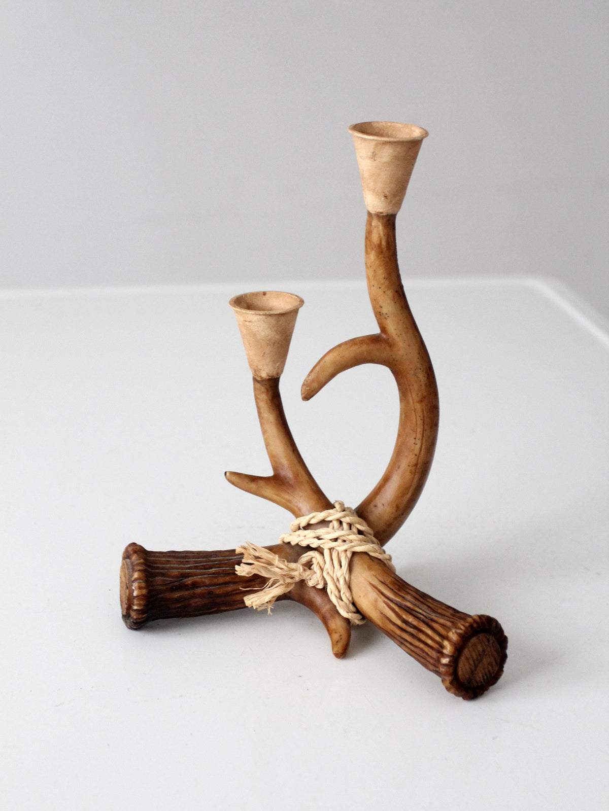 vintage antler double candlestick holder