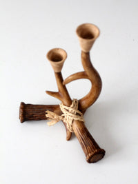 vintage antler double candlestick holder