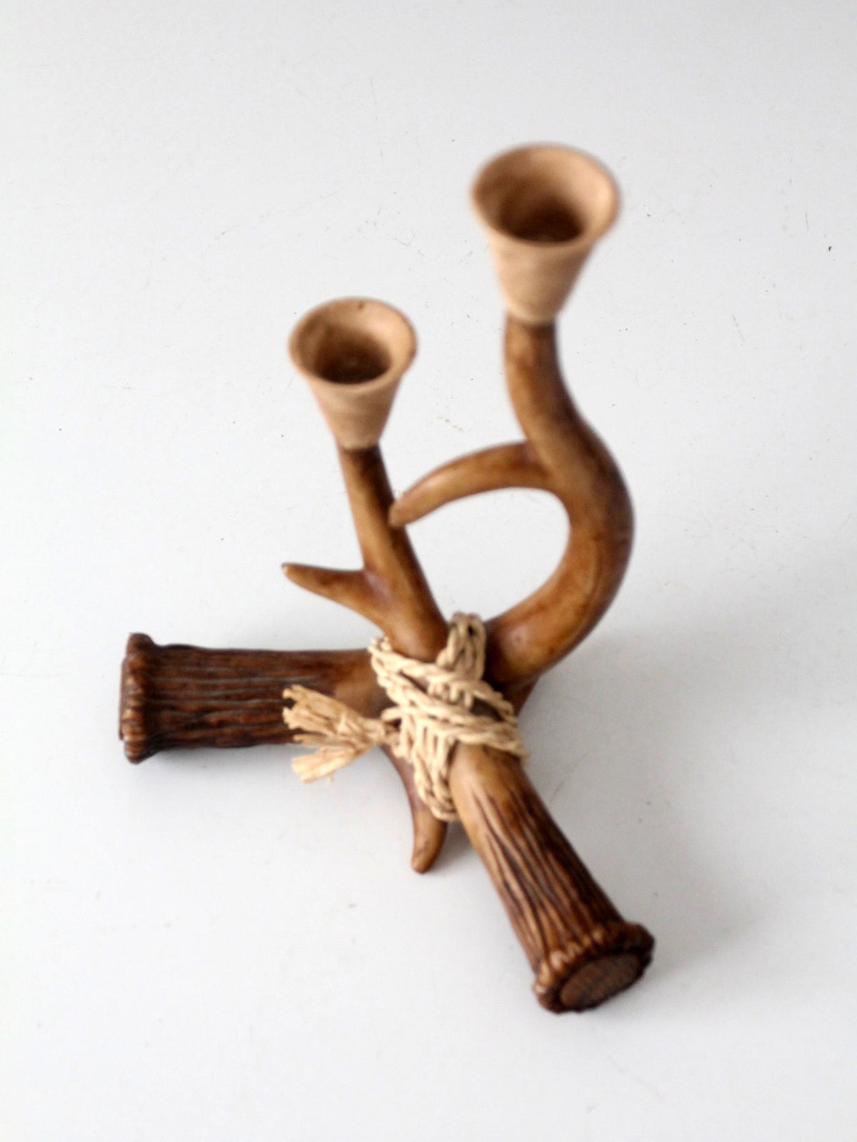 vintage antler double candlestick holder