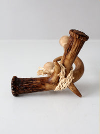vintage antler double candlestick holder