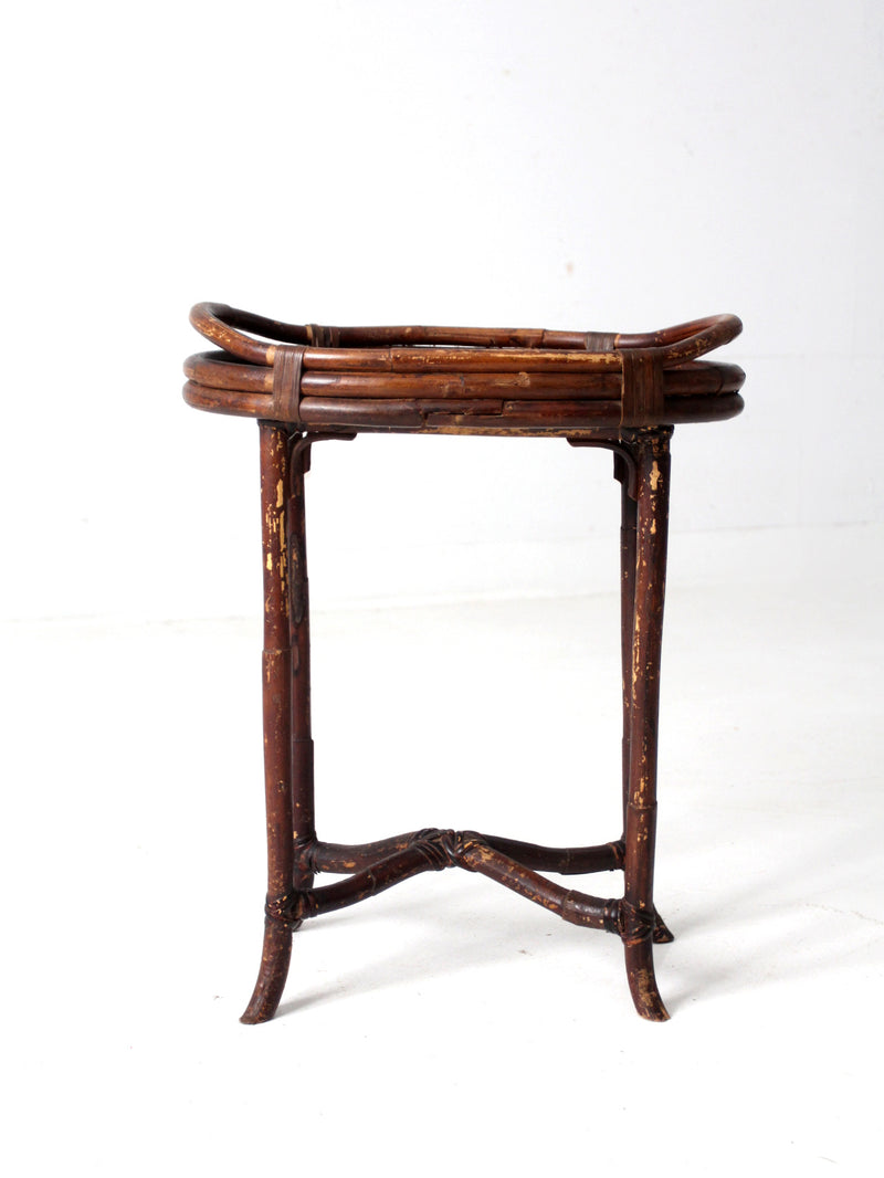 antique rattan tray table