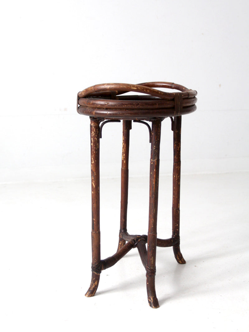 antique rattan tray table