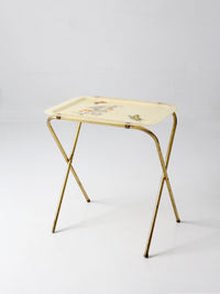 mid-century folding tv tray table with butterfly motif