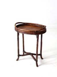 antique rattan tray table