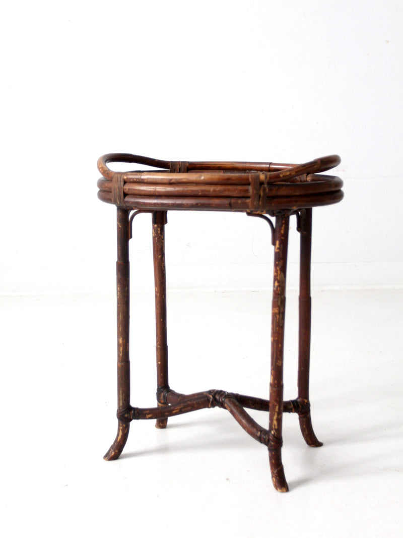 antique rattan tray table