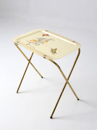 mid-century folding tv tray table with butterfly motif