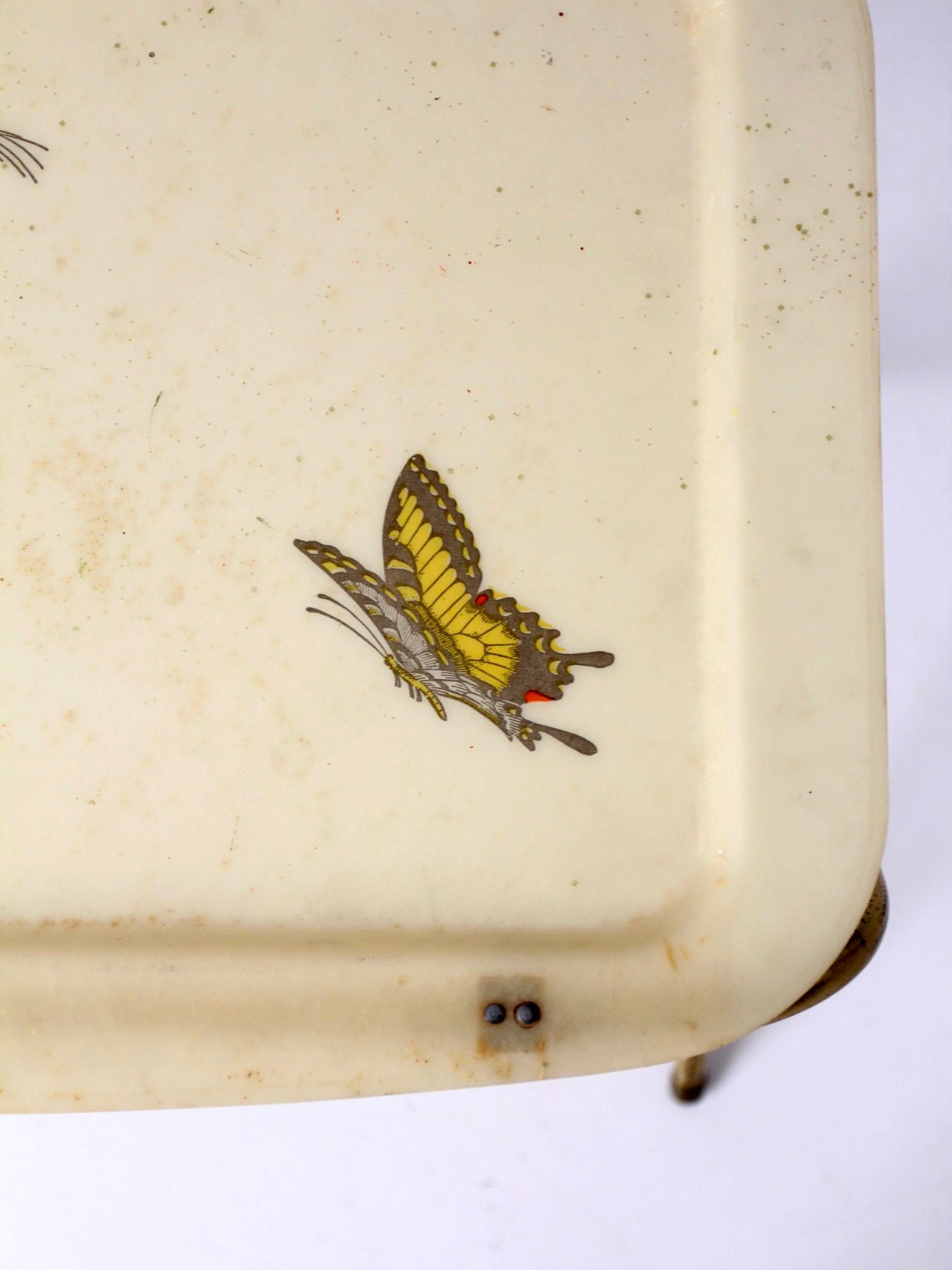 mid-century folding tv tray table with butterfly motif
