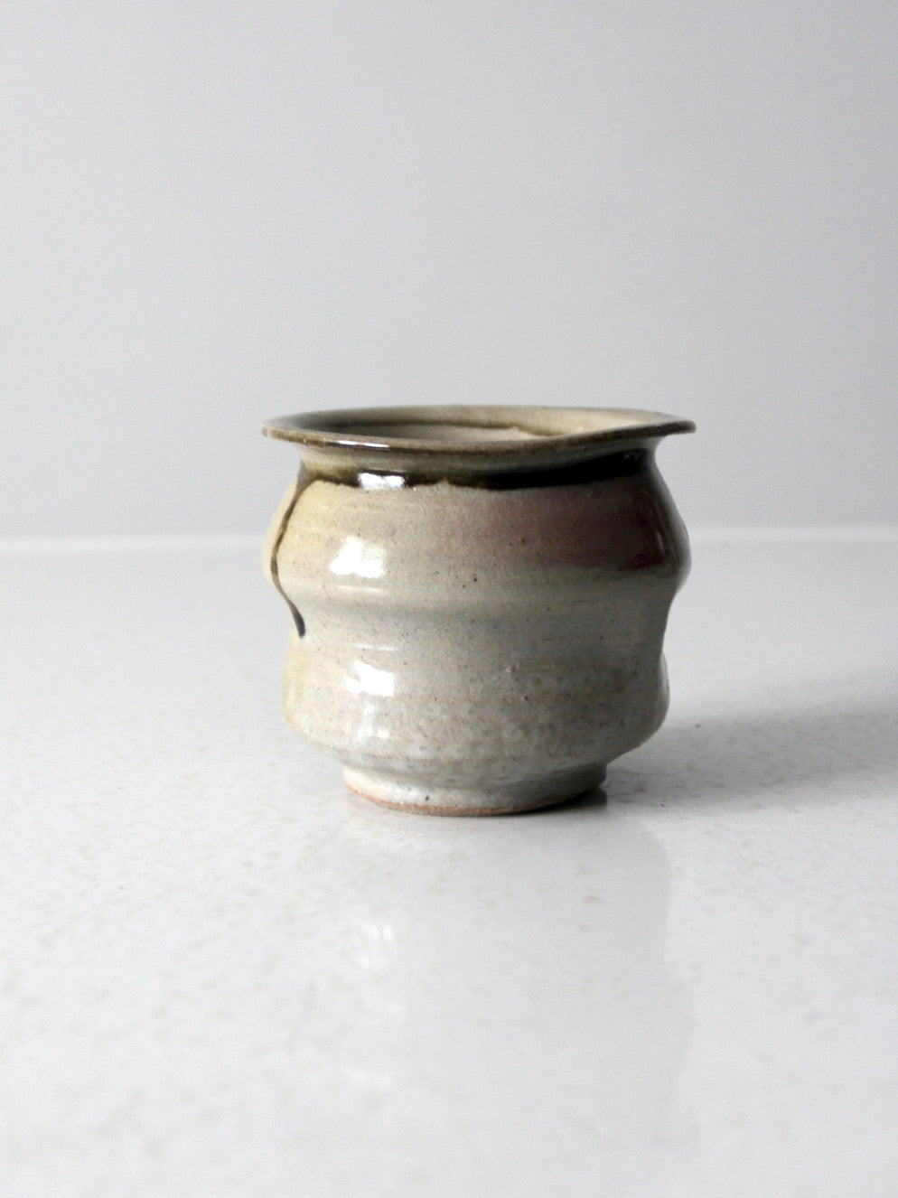 vintage handmade studio pottery vase with drip glaze