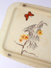 mid-century folding tv tray table with butterfly motif